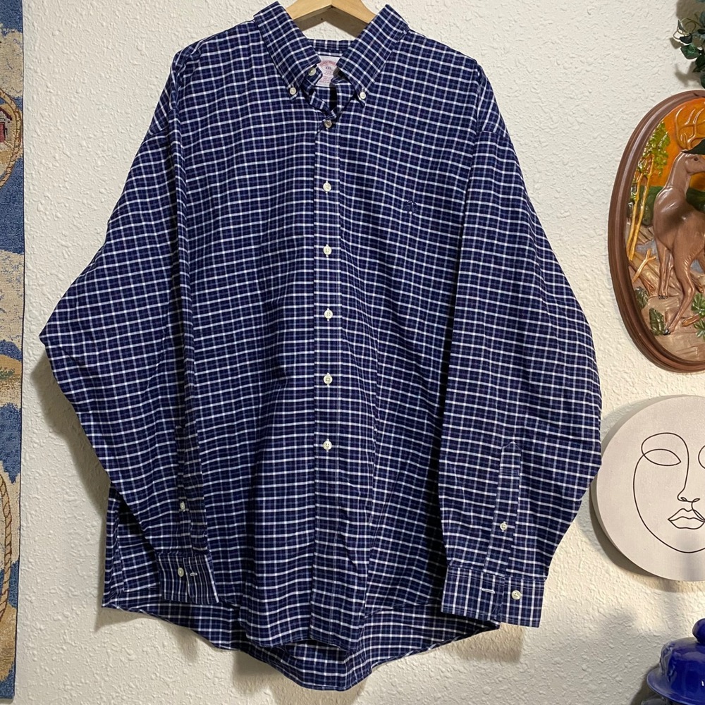 Brooks Brothers Mens‎ XXL 346 Non Iron All Supima Cotton Plaid Button Down Shirt